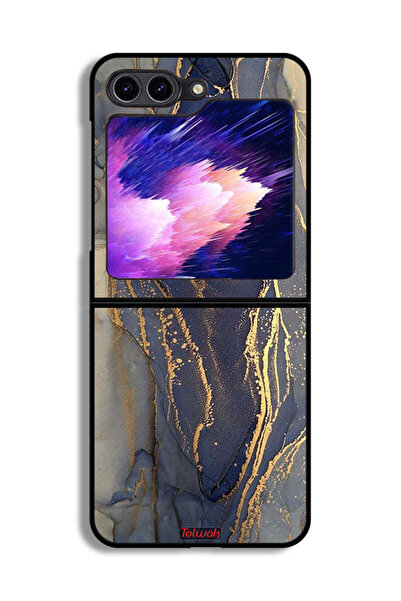 Tolwak غطاء حماية لهاتف Samsung Galaxy Z Flip6 بنمط رخامي لامع