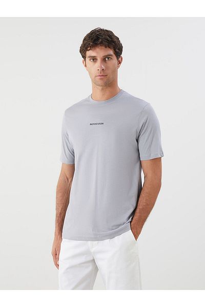 LC Waikiki New Season Crew Neck Κοντό μανίκι εμπριμέ χτενισμένο βαμβακερό ανδρικό Tisort - S5RE47Z8