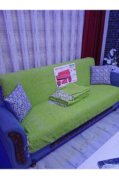 Mandaş Mandaş New Generation Sleeveless Berje Set Armchair Cover 3+3+1+ 1 a Green