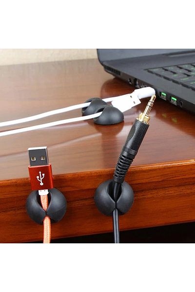 dalip Set of 6 self-adhesive clips, for organizing cables, made of silicone, Multicolor