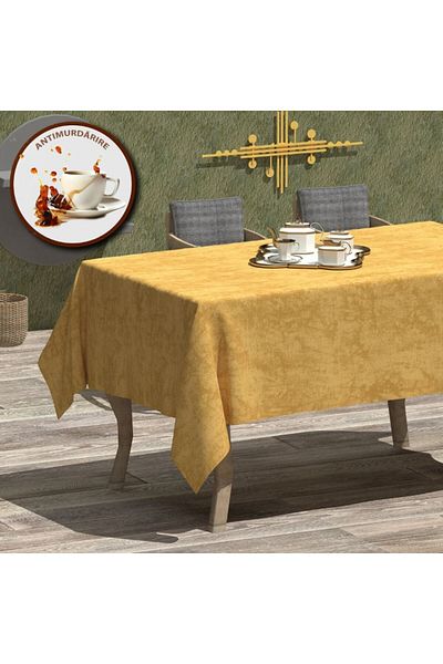 Pucioasa Teflon-coated cotton tablecloth, round, diameter 160cm, yellow