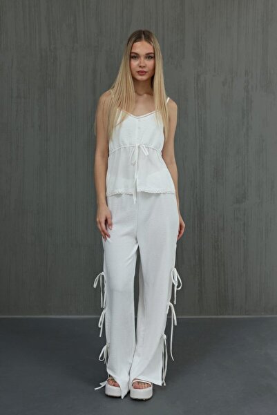 İRSA CENTER Bow Blouse Set - White