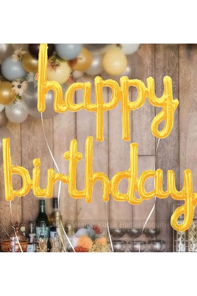 ÇEÇEN HOME Gold Colored Happy Birthday Foil Balloon, Fun Birthday Party Decorations