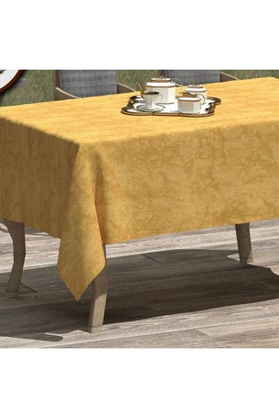 Pucioasa Teflon-coated cotton tablecloth, round, diameter 160cm, yellow