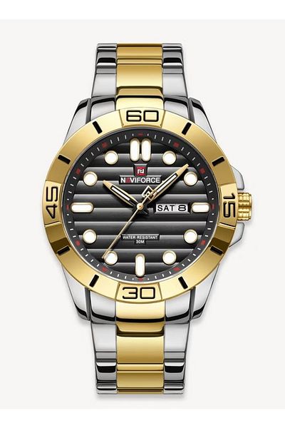 Naviforce Men's Watch with Combined Windows Display and Anti-Skidding Crown