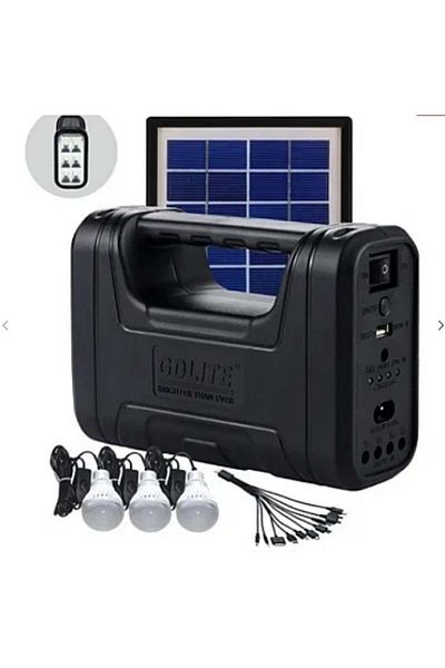 divendi-ro Solar kit GD-Lite 8017 equipped with USB devices with 3 LED bulbs + high capacity battery HA