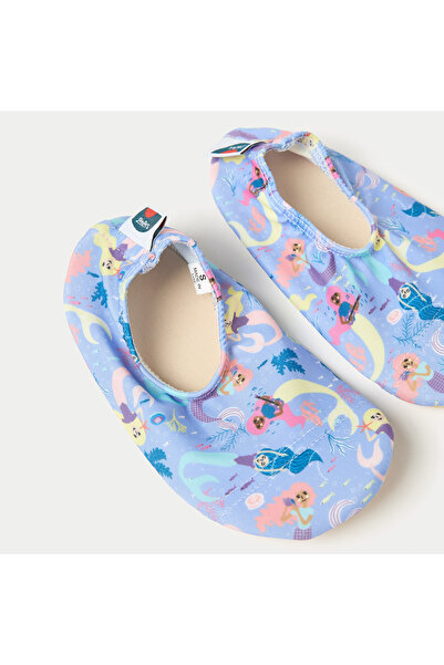 Juniors All-Over Underwater Print Slip-On Pool Shoes