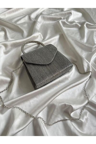 Mia Collection Βραδινό φόρεμα Nora Μοντέλο Τσάντα αρραβώνων Πλατίνα