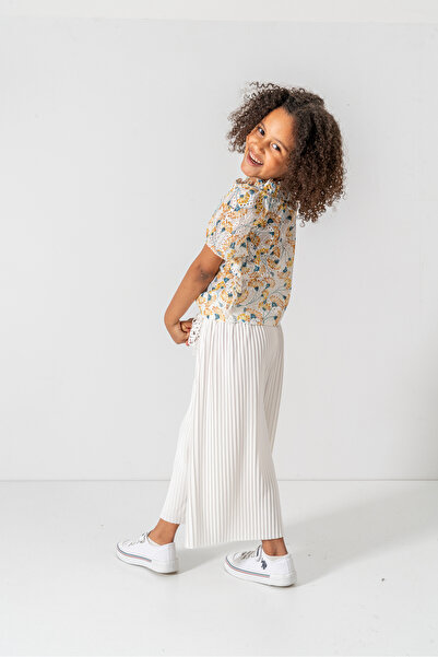 DFN Capri Pleated Trousers Scalloped/Embroidered Blouse/Shirt Gakım