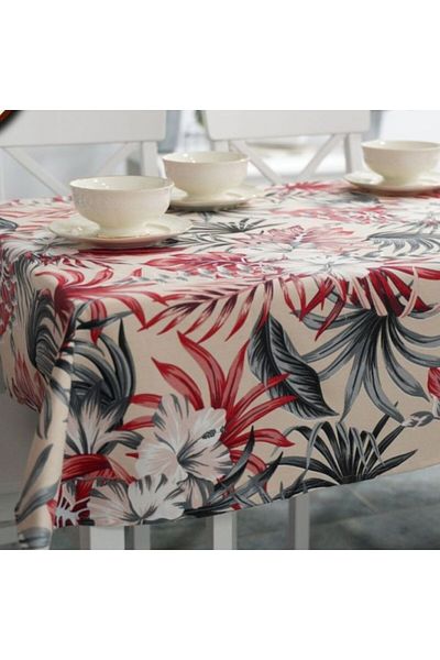 Pucioasa Teflon-coated cotton tablecloth, round, diameter 160cm, tropical