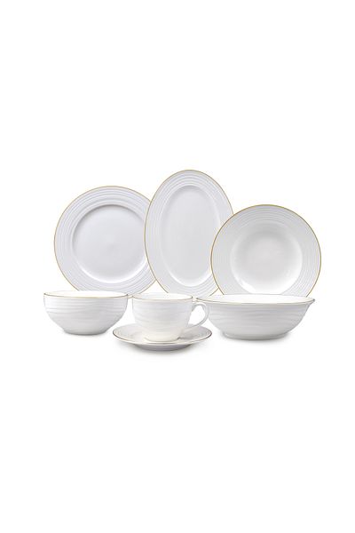 ORCHID 32PCS EMBOSS DINNER SET CORAL