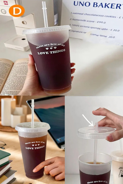 TUMU LIFE 700ml Sevimli Plastik Pipetli Kapaklı Bardak | Bpa İçermez Kahve Su...