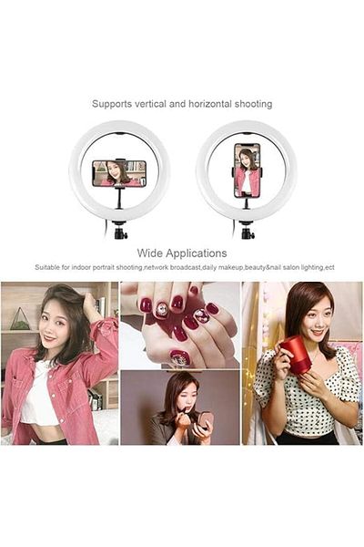 Generic MJ33 RGB LED Soft Ring Light | 26CM Adjustable Ring Light with Phone Holder for Video Recording, Pho