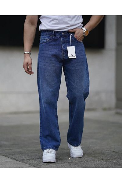 Z1MAN Dark Blue Stone Baggy Trousers
