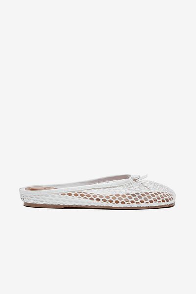 Seniorah White Bow Detailed Mesh Women's Slippers