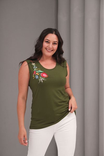 Esina Women's Viscose Zero Sleeve Embroidered Blouse