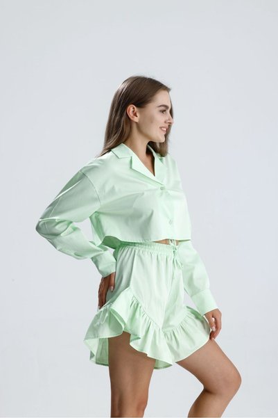 GACA COLLECTION مجموعة قميص قصير من CANDY Ruffle Shorts