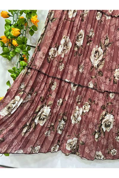 edu collection Fusta din sifon cu imprimeu floral model gitan cu captuseala