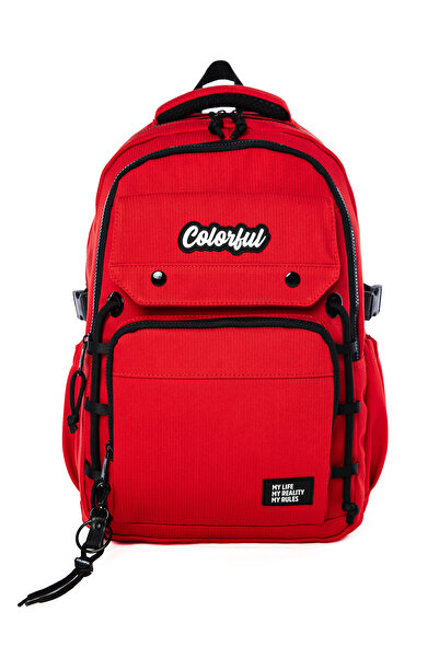 Colorful Rucsac Pastel Roșu - Geantă de școală cu compartiment pentru laptop ...