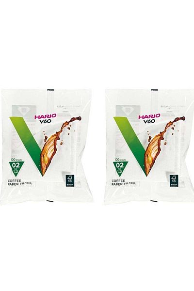 Hario PACK OF 2 - V60 Paper Coffee Filters Size 02 100 Count White
