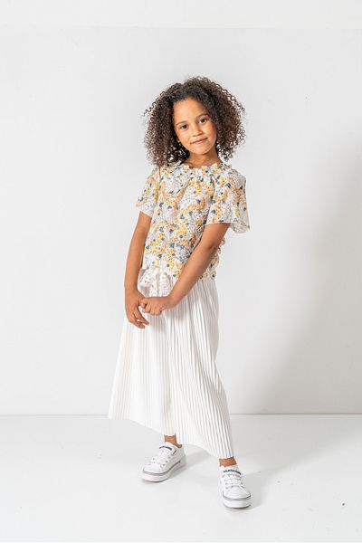 DFN Capri Pleated Trousers Scalloped/Embroidered Blouse/Shirt Gakım