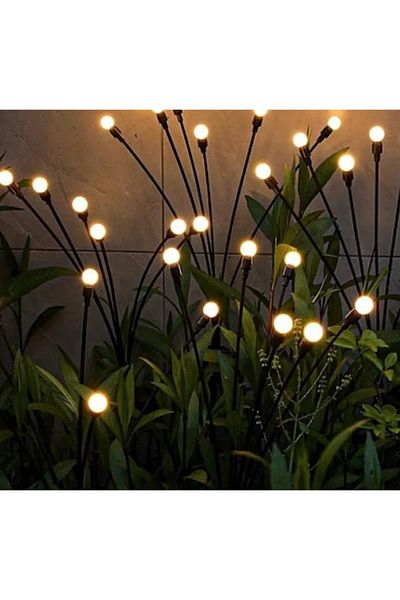 divendi-ro Set of 2 Warm White LED Solar Lamps with 6 bulbs garden decoration fireflies