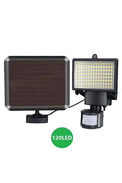 divendi-ro Solar spotlight with 120 LED, 120W, Light/Motion Sensor - Black