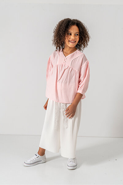 DFN Capri Pleated Trousers Scalloped/Embroidered Blouse/Shirt Gakım