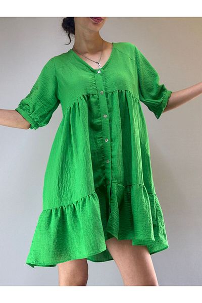Gönülden Tasarım Green Buttoned Casual Shirt Dress S/M/L Size