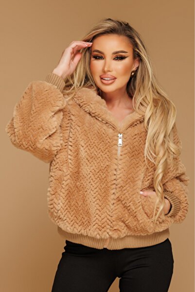 Atmosphere Fashion Haină de blană de cămilă pentru femei
