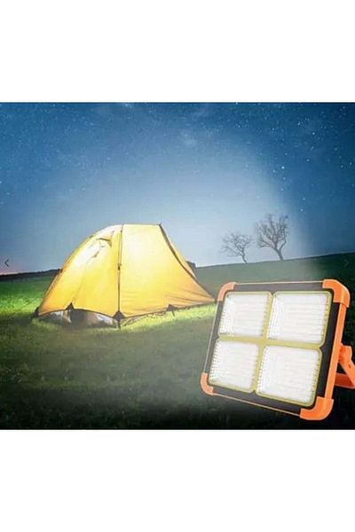 divendi-ro Portable solar LED work lamp 200W with USB IP65, rechargeable, Orange