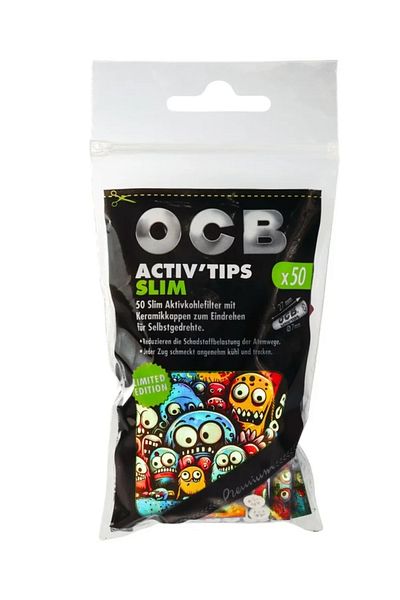 OCB Filtre cu carbune activ ceramice OCB Premium Slim Limited Edition Monster Activ'Tips 7mm x50