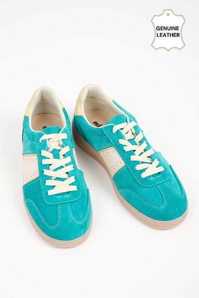 Mio Gusto Emilia Genuine Leather Green Color Women's Sports Shoes