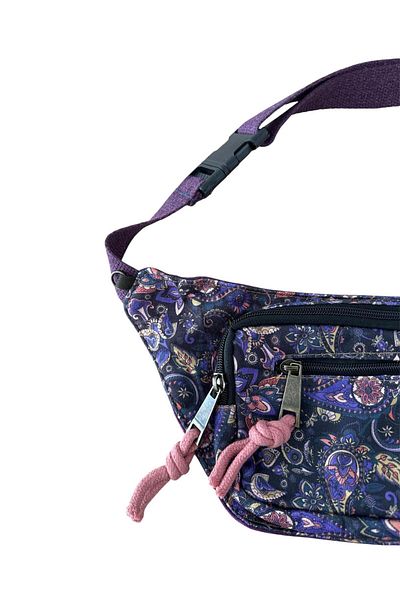 MDLİFE HOME Ethnic Patterned Waterproof Waist and Shoulder Bag - Black Purple Unisex