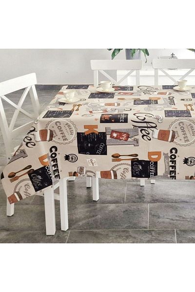 Pucioasa Teflon-coated cotton tablecloth, 120x160cm, Coffee V3