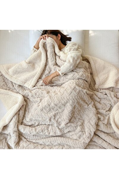 Generic Luxurious Extra Thick Reversible Jacquard Sherpa Blanket Factory Warm Soft Plush