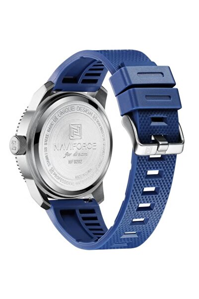 Naviforce Men Blue Sports Watch with Rubber Strap Stylish Analog Quartz Wristwatch Water Resistant Durable