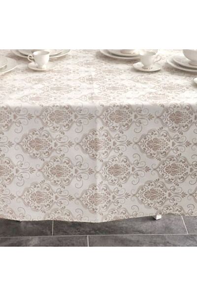 Pucioasa Teflon-coated cotton tablecloth, 120x160cm, beige baroque pattern