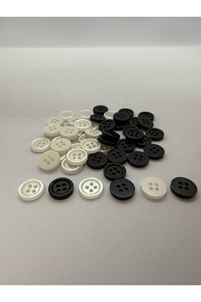 DAK Aksesuar Gömlek Düğme - 50 Adet 1,1 Cm 18 Boy Siyah Renk Gömlek Düğmesi