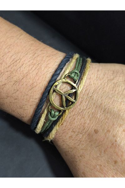 enyatakı Peace Sign Model Original Leather Rope Bracelet