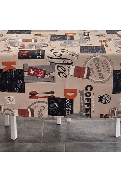 Pucioasa Teflon-coated cotton tablecloth, round, diameter 180cm, coffee V2