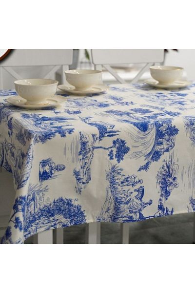 Pucioasa Teflon-coated cotton tablecloth, round, diameter 160cm, vintage landscape