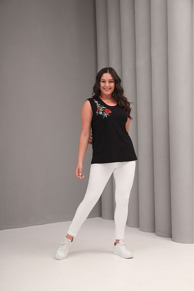 Esina Women's Viscose Zero Sleeve Embroidered Blouse