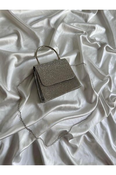 Mia Collection Χρυσό βραδινό φόρεμα Μοντέλο Αρραβωνιαστική Τσάντα Ασημί