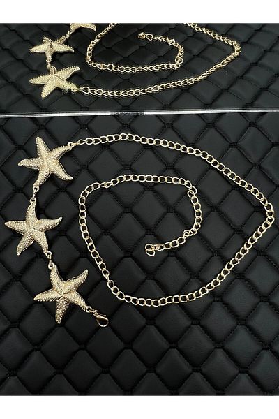 Descoin Gold/Star Accessory Chain Belt, Jacket Belt, Women's Belt