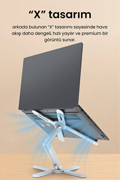 FRISBY 3-Axis Height Adjustable Aluminum Ergonomic Laptop Stand with Laptop Riser 15.6"