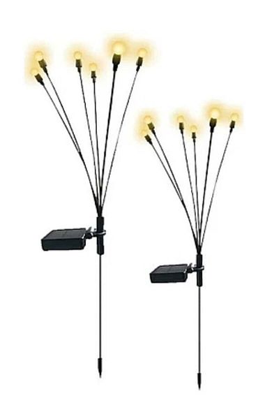 divendi-ro Set of 2 Warm White LED Solar Lamps with 6 bulbs garden decoration fireflies