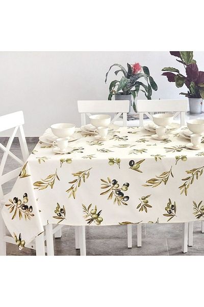 Pucioasa Teflon-coated cotton tablecloth, 140x180cm, Olive Leaves