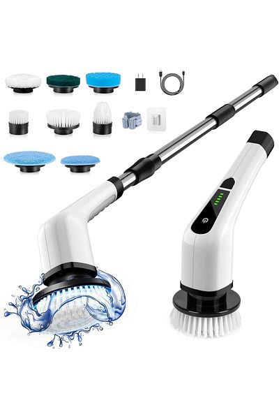 Bomves Cordless Electric Spin Scrubber, Electric Cleaning Brush with 8 Replacement Brush Heads, 90Mi