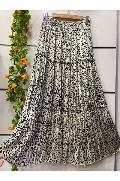 edu collection Fusta căptușită din satin cu imprimeu leopard
